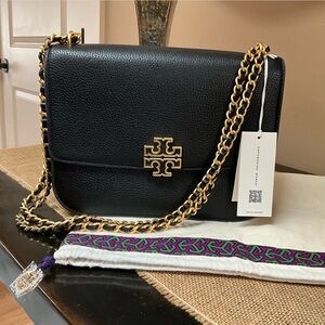 NWT Authentic Tory Burch Black Adjustable Shoulder Bag